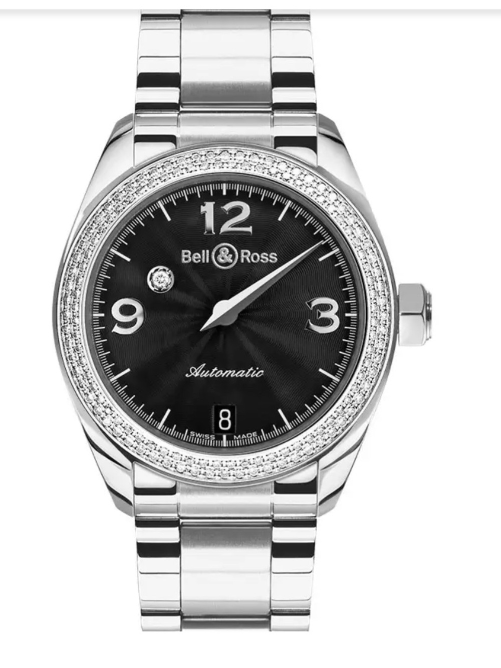 Women's Stainless Steel Automatic Watch in Silver with Black Dial